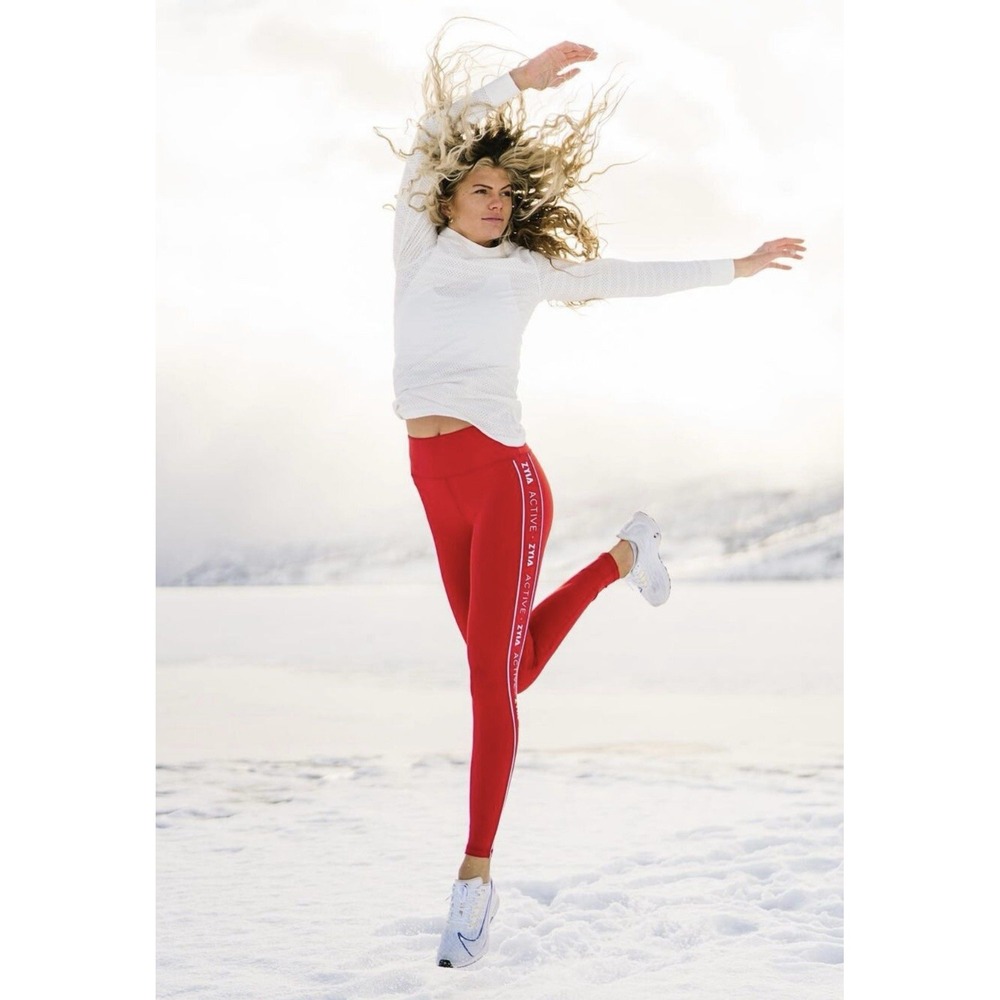 Zyia Active‎ Red Pocket Light n' Tight Hi-Rise Capri 20" Leggings | Size 6-8